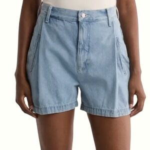Ética Max Pleated High Waist Denim Shorts Ethereal Blue Women's 28 Anthropologie
